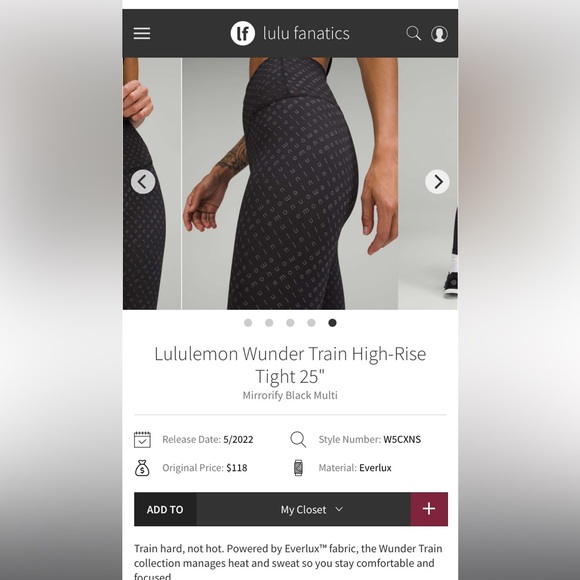 Lululemon Wunder Train High-Rise Tight 25" Mirrorify Black Multi Size 16 - Picture 10 of 12